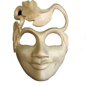 Máscara de madeira tribais personalizada, decoração de parede abstrata de madeira, gravada em madeira