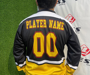 เสื้อฮอกกี้น้ำแข็งสำหรับผู้ชาย รุ่นยอดนิยม บริการ OEM ผลิตจากโพลีเอสเตอร์ 100% ชุดทีมฮอกกี้น้ำแข็ง ปักหมายเลข - Product Image 1