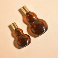 Bouteille compte-gouttes en verre ambré vide en gros avec bouchon à vis, impression sérigraphique, forme double gourde plate pour l'emballage d'huiles essentielles et de sérums