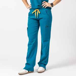 Premium cómodo tejido Hospital Scrubs uniforme pantalones cintura elástica multi-bolsillos conveniente Scrubs pantalones para profesionales - Product Image 1