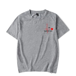 あなたのための夏のカップルハートビートプリントTシャツ因果女性男性TシャツカップルTシャツOネックトップス愛好家の服 - Product Image 6