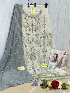 Traje paquistaní de suministro al por mayor con Secuencia de 3mm bordada y traje Salwar DE TRABAJO Khatli con Dupatta - Product Image 6