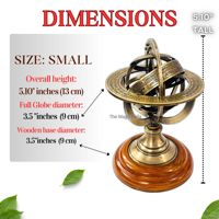 Globe du monde de sphère armillaire en laiton nautique avec base en bois-Accent décoratif élégant et durable pour la maison ou le bureau