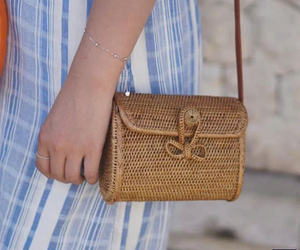 2024 Vintage mode sac à bandoulière écologique rectangulaire rotin lin pas cher prix automne plage voyage bureau Style Vintage - Product Image 3