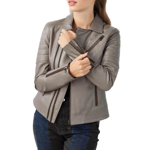 Women's Stylish Trendy Breathable Zipper Winter <b>Jacket</b> High Quality Knitted <b>Leather</b> <b>Long</b> Sleeved Customized Finished - Product Image 6