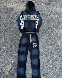 Pakistan Manufacture Sun Fade Sweatsuit Sweatsuit 100% Cotton Sweatsuit Pullover Hoodie And Stacked <b>Pant</b> Latest Design - Product Image 1