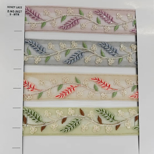 Garniture en dentelle brodée florale colorée pour mariage Textiles de maison élégants bricolage artisanat vêtements décoration Style de fleur - Product Image 1