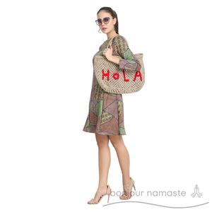 Borsa da donna in juta all'uncinetto con bellissime decorazioni ricamate | Ottieni orecchini natalizi gratuiti con ogni borsa! - Product Image 3