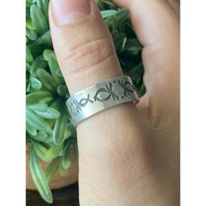 Handmade Navajo Sterling <b>Silver</b> Band <b>Ring</b> Statement <b>Boho</b> Ethnic Geometric Design Cut Stone Dainty and Everyday Wear Size 14 - Product Image 2
