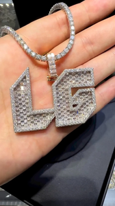 Pendentif en argent sterling 925 avec nom personnalisé unisexe style hip-hop solide et glacé Moissanite Bijoux en acier inoxydable à la mode - Product Image 3