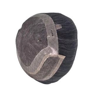 Peluca de Cabello Humano con Frente de Encaje para Hombre, Cabello Remy Indio, Cabello Taz de Bangladesh, Onda Profunda, Trama Única, 50% Gris - Product Image 1