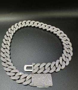 Cadena Cubana de Moissanita de 60 Quilates, 22 Pulgadas, 22 mm, Chapada en Oro Blanco de 14K con Acabado en Rodio, Plata de Ley 925, Regalo para Fiestas - Product Image 2