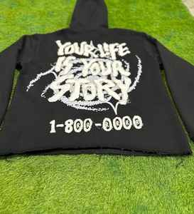 Nuevo diseño Sun Faded Cut Edge Custom Acid Wash Recortado Chándales Unisex Desgastado Impreso Rhinestone 100% Algodón Ecológico - Product Image 1