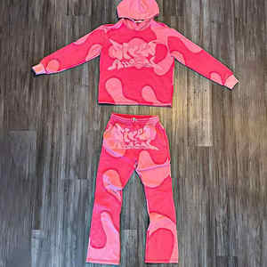 Écusson de survêtement personnalisé pour hommes broderie de couleur LOGO d'impression 3D bouffante pour hommes Slim Fit Vintage Baggy Fit Terry Men Fitness Hoodie Suit - Product Image 6