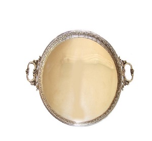 Round Shape Brass <b>Tray</b> With Handle for Hotels <b>Tea</b> Coffee <b>Tray</b> Stainless Stylish High Quality <b>Tray</b> by Elegant Designs - Product Image 1