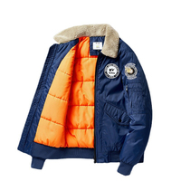 Blouson Aviateur Homme Personnalisé OEM Col V Zippé Hiver Streetwear Toile Avant Boutons Motif Uni