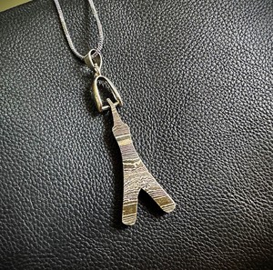 Damascus steel <b>Y</b> Pendant <b>Necklace</b> With Zircon Channel Setting Minimalist Letter Design Unisex Everyday Wear Link Chain - Product Image 1