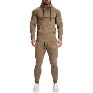 2024 moda de los hombres de peso pesado de poliéster chándal con capucha conjunto de 2 piezas de diseño liso para el invierno al por mayor - Product Image 1