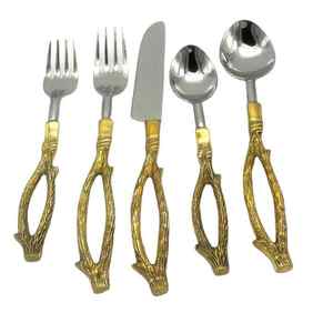 Ensemble de couverts de luxe en acier inoxydable à revêtement PVD marron cuillère à soupe à riz portable écologique dîner au fini poli miroir - Product Image 5