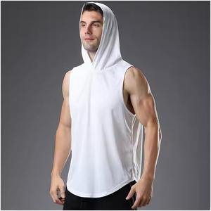 Débardeur à capuche de fitness d'hiver pour hommes respirant séchage rapide numérique polaire sport musculation porter tissé poche de tissage - Product Image 2