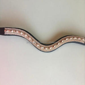 Banda de cuero suave con relleno para cejas de caballo, banda decorada con 3 filas de cristales de oro rosa mega ostentosos - Product Image 2