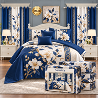 Ensemble de draps de lit personnalisés avec rideaux assortis, drap plat imprimé doux, drap-housse, vente en gros d'usine OEM ODM