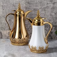 Nueva cafetera Dallah árabe hecha a mano de diseño atractivo de acero inoxidable del fabricante indio recién llegado