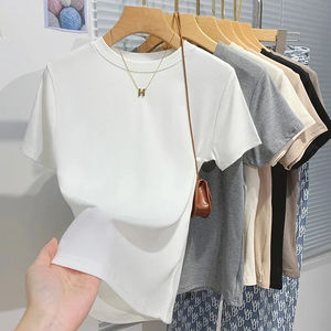 Camisetas casuales para mujeres Logotipo de impresión personalizado Espacios en blanco Algodón Moda Señoras Diamantes de imitación Transpirable - Product Image 4