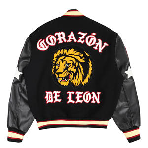 แจ็คเก็ตวาร์ซิตี้สไตล์ไฮสตรีทสุดเทรนดี้สำหรับผู้ชาย ทำจากขนสัตว์ 100% คอตั้ง ปรับแต่งสีและโลโก้ได้ ปักด้วยผ้าเชนิลล์ - Product Image 2