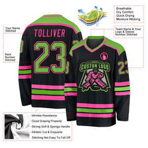 Jersey de Hockey sobre Hielo para Hombre OEM, Negro Multicolor, Logotipo Personalizado, Uniforme de Equipo con Tinte Completo, Malla Transpirable de Poliéster, Directo de Fábrica - Product Image 2