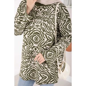 Pull en tricot à motif zèbre kaki respirant style coréen imprimé décontracté pour l'automne et l'hiver, pièce unique incluse - Product Image 3