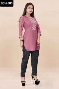 Indian New Trendy Wear Beautiful Short Rayon Kurtis with Embroidery Sequence Work with Lowest Price Plus Size Kurtis and <b>Top</b> - Product Image 5