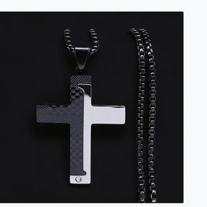 Kalung Liontin Salib Baja Anti Karat Dua Warna dengan Inlay CZ untuk Pria, Gaya Hip Hop Streetwear, Pasokan Grosir Pabrik, Siap Dijadikan Hadiah - Product Image 4