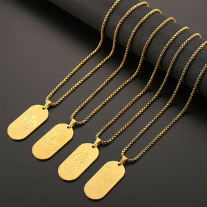 Venta al por mayor Gran oferta caja de joyería de acero inoxidable collar de cadena personalizado mujeres astrología 12 signo del zodiaco horóscopo colgante collar - Product Image 3