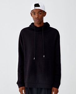 Sudadera con Capucha de Felpa Gruesa 100% Algodón al por Mayor, Diseño Personalizado con Franjas Negras para Hombre - Product Image 5