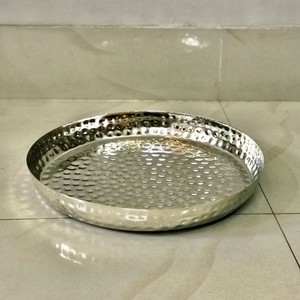 Plateau de service rond en Nickel, plateau de salle de bain, évier, organisateur de vanité, cosmétiques, bijoux, organisateur de serviette - Product Image 3