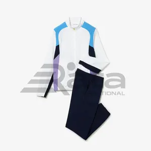 Mens Sports Color-Block Tennis Tracksuit White Blue Legendary Design and High Tech Function Seamless Tracksuits Breathable