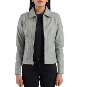 Automne hiver gris charbon de bois 2024 doublure en fourrure vestes en cuir femmes à manches longues épais chaud en cuir veste femmes porter - Product Image 4