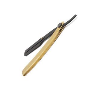Rasoirs de rasage de cheveux pliants manuels de couleur noire et or 5.5 "rasoirs de gorge coupés meilleur rasoir de barbier de qualité supérieure - Product Image 3
