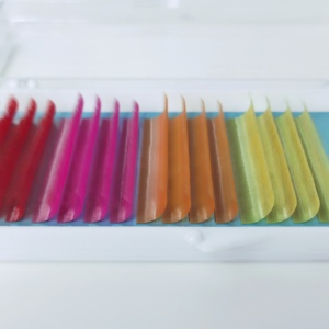 Extensions de cils longues naturelles faites à la main, mélange de couleurs rouge, jaune, vert, rose, violet, bleu, marron, fibres HY LON de qualité supérieure - Product Image 4