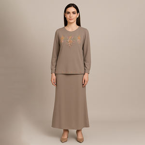 Conjunto de Baju Kurung de talla grande modesto malayo tradicional, bordado Floral, poliéster ligero, transpirable para fiestas de bodas - Product Image 2