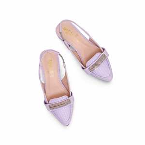 Escarpins formels violets pour filles KD0922 Bride de cheville supérieure en satin Semelle intérieure en cuir véritable PU Slip-On Light Anti-Slip-On pour le printemps et l'été - Product Image 1