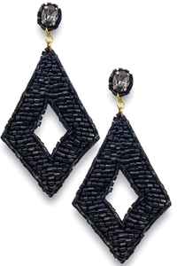 Boucles d'oreilles pendantes en perles noires de luxe brodées à la main avec du luxe de l'Inde Style tendance - Product Image 3