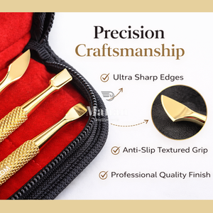 Gold Dual-End Reusable Cuticle Pusher Set Case Stainless Steel <b>Nail</b> Care <b>Kit</b> Manicure Pedicure Tools OEM Custom Logo Supplier - Product Image 3