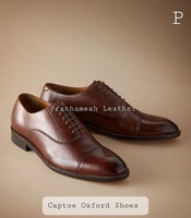 100% chaussures Oxford Captoe en cuir véritable bout rond confortable pour les usages quotidiens réunions de bureau chaussures Oxford d'affaires disponibles