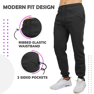 Lot de 3 pantalons de jogging décontractés pour hommes en coton écologique, taille mi-haute, coupe droite ajustée, avec braguette zippée, poches, légers, pour le printemps - Product Image 3