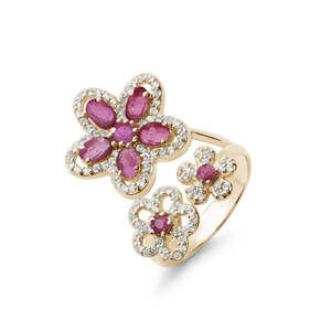 Última llegada S925 plata esterlina Triple diseño Floral anillo rubí Natural piedra preciosa joyería fina personalizada para mujeres para bodas - Product Image 1