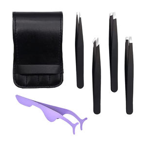 Pinzas de pestañas de acero inoxidable con puntas rectas curvas y puntiagudas Juegos de pinzas de alta calidad - Product Image 1