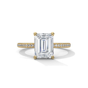 IGI Classic Emerald Cut Diamond Ring 18K Gold Hidden Halo Engagement Laboratory Grown CVD HPHT para fiesta y regalo de joyería de boda - Product Image 1
