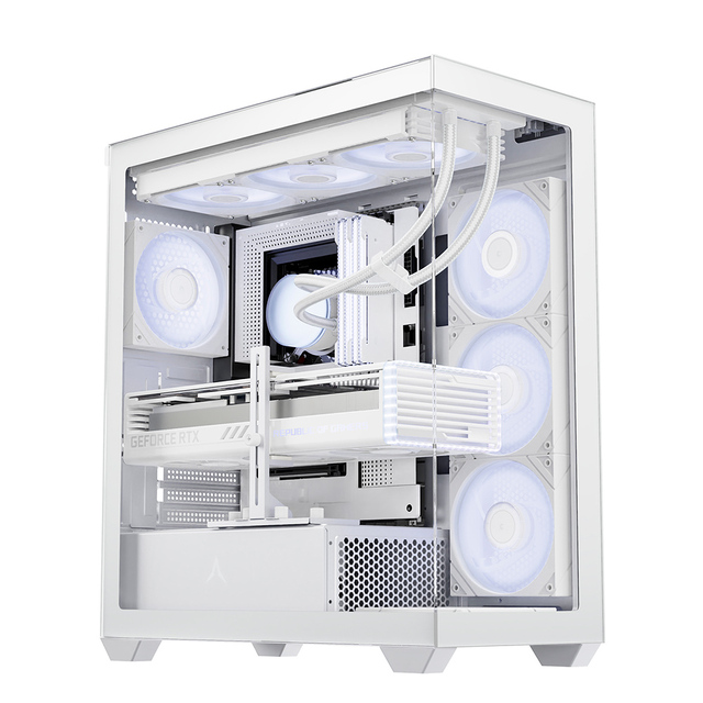 UH40 White Mid Tower ATX Gaming Case ARGB Fan Top 360mm Radiator Type-C USB 3.0 Tempered Glass Mesh Front with FAN